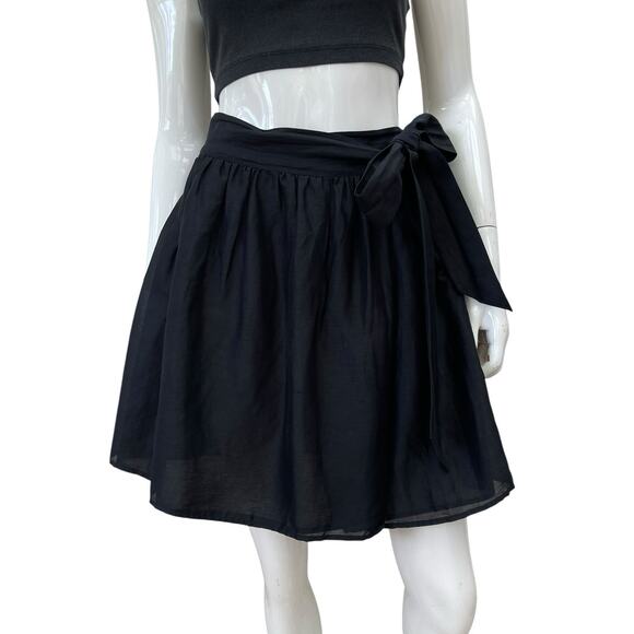 Club Monaco Black Silk/Linen Blend Wrap Skirt, S/M - Picture 1 of 7